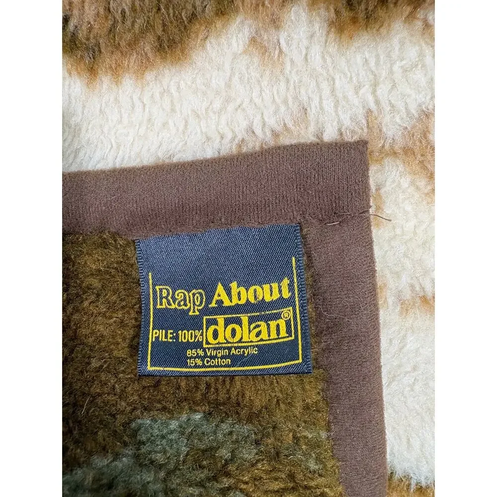 Vintage IBENA Rap About Dolan Blanket Buck & Fawn Brown Large Soft Throw
